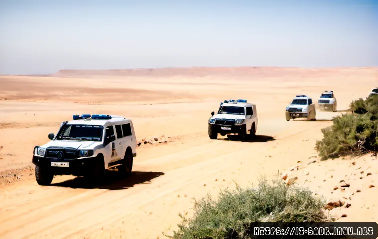 Home 9 사하라 아랍 민주 공화국 모로코 분쟁 - Photorealistic wide-angle view of the Western Sahara desert near the Atlantic coast, a quiet UN-styl...